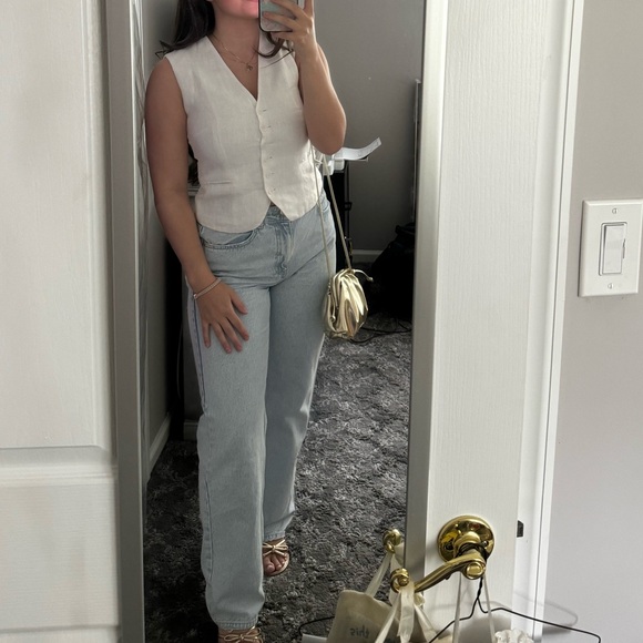 Zara Tops - Zara Oyster-White Linen Vest